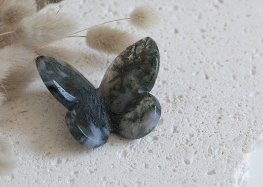 3D Green Moss Agate Butterfly