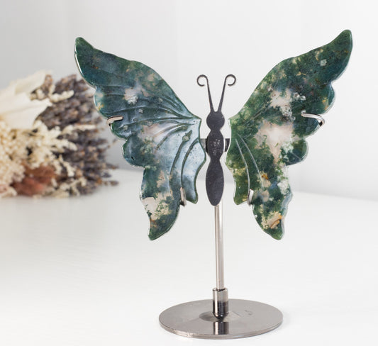 Grounding Green Moss Agate Butterfly