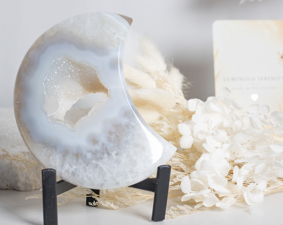 Druzy Agate Crescent Moon
