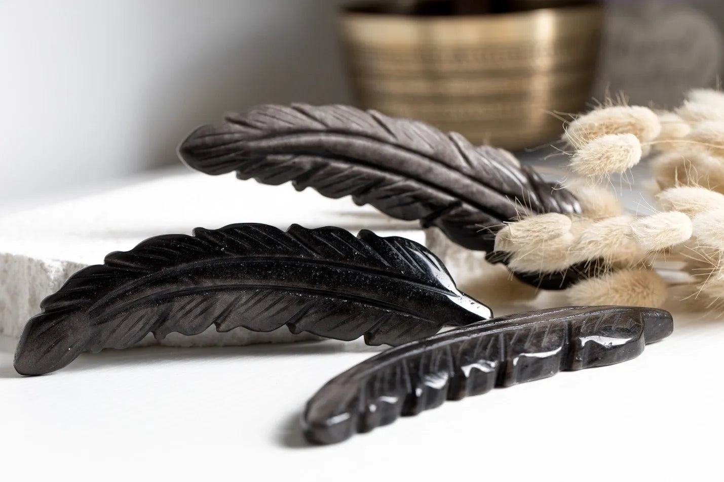 Silver Sheen Obsidian Feather