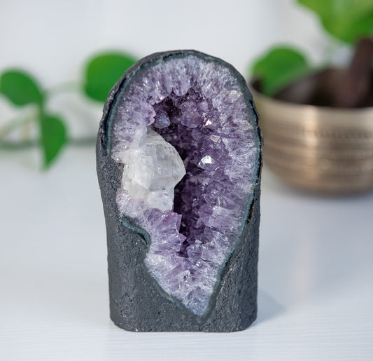 Beautiful Amethyst Cathedral with Calcite