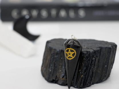 Black Onyx Pendulum with Pentagram