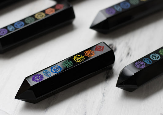 Black Obsidian Chakra Tower