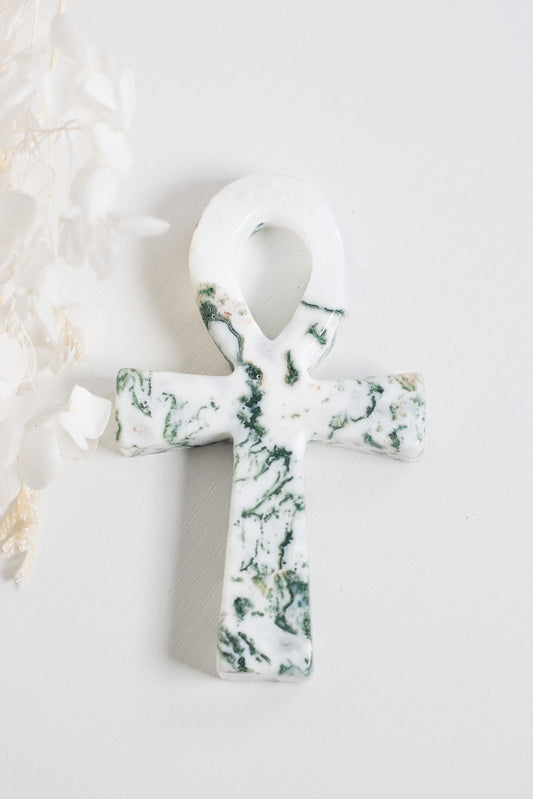 Moss Agate Ankh