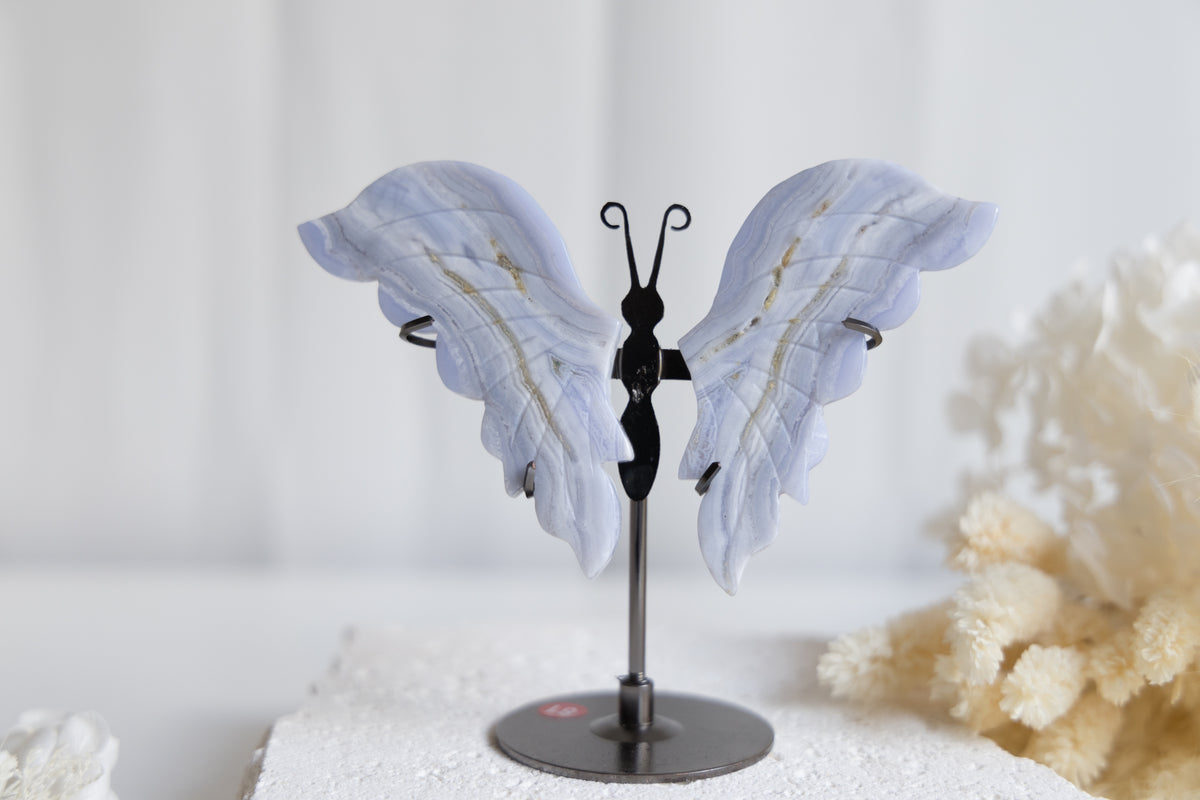 Blue Lace Agate Butterfly on stand