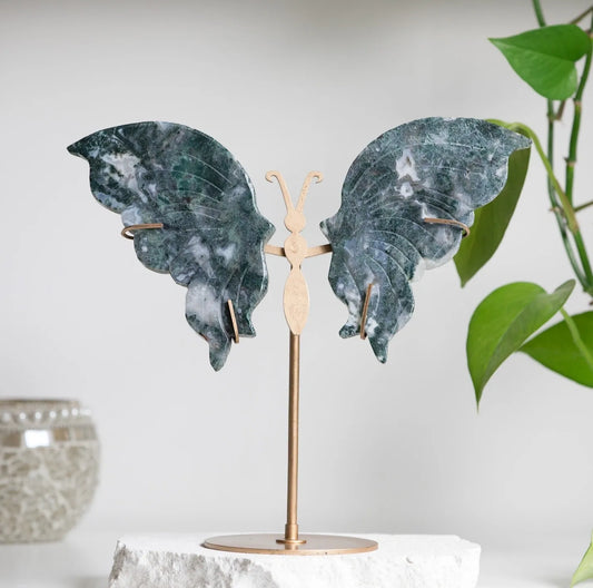 Green Moss Agate Butterfly Wings
