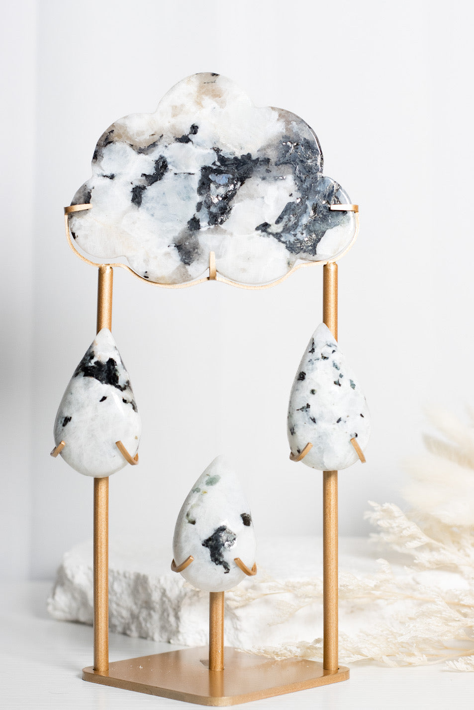 Rainbow Moonstone Cloud & Raindrops