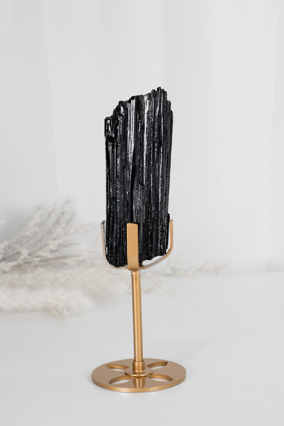 Black Tourmaline & elegant gold stand