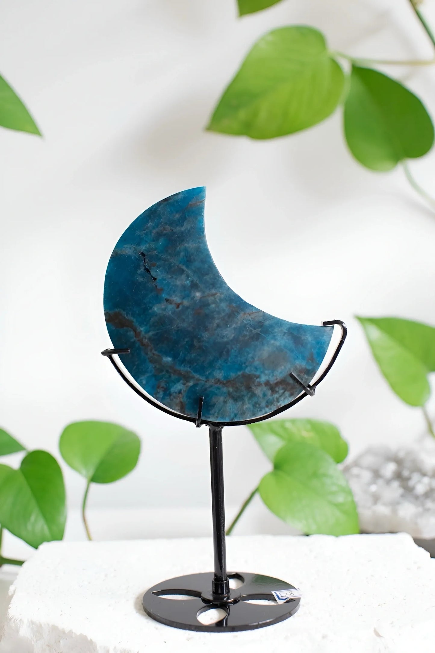 Pretty Blue Apatite Moon - Free stand
