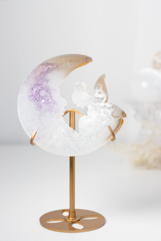 Agate & Amethyst Druzy Fairy Moon
