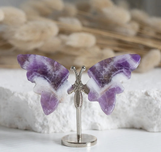 Dream Amethyst mini Butterfly on stand